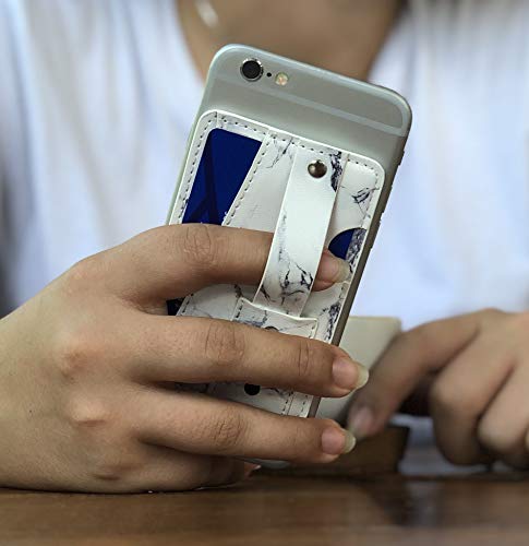 Finger Strap Cell Phone Stick On Wallet Card Holder Phone Pocket for iPhone, Android and All Smartphones. (Black)