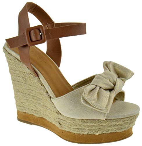 BAMBOO Choice 58 Womens Slingback Buckle Espadrille Wedge Platform Dress Sandals Gold 9 - Thumbnail 3