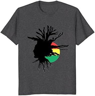 Mens Rasta Dreads Ethiopian Flag Reggae T-Shirt Large Dark Heather