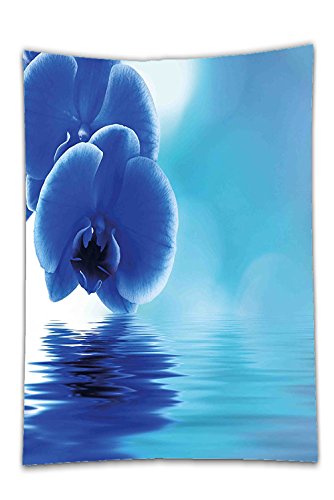 Interestlee Satin drill Tablecloth?Flower Orchid Floral Design with Reflection to a River Water Image Photo es Violet Blue Aqua and White Dining Room Kitchen Rectangular Table Cover Home Decor
