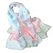 Fashion Flower Ink Style Soft Silk Voile Scarf Wrap Shawl (Lotus-Water blue)