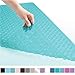 GORILLA GRIP Patented Bath Tub Shower Mat, Machine Washable Bathtub Floor Liner Mats, Suction Cups and Drain Holes to Keep Tubs Clean, Soft on Feet, Bathroom Essentials, 35x16 Inch, Clear Turquoise