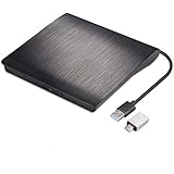 Lightscribe External CD DVD Drive Burner, USB 3.0 Type-c Ultra-Slim Portable Optical Drive CD DVD +/-RW ROM Reader Compatible