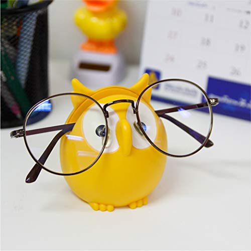 Homu Owl Sunglasses Eyeglass Holder Stand, Display Rack Smartphone Holder - Yellow - Thumbnail 3