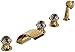 Rozin Gold Polished 5pcs Tub Filler Faucet Crystal Knobs Mixer with Hand Shower