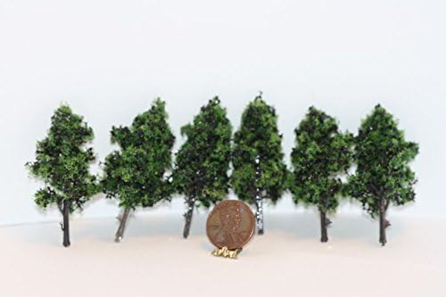 Dollhouse Miniature Set of 6 Realistic Forest Green Trees by Model Builders Supply