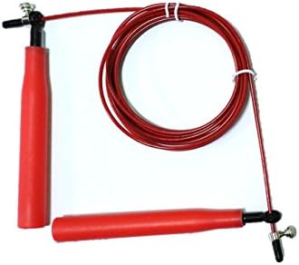 Adjustable Speed Jump Skipping Rope for CrossFit, MMA, Boxing Training, with Coated Steel Wire, Lightweight Non-Slip Handle, All Angle Ball Bearing and Premium Bearing (RED) - SJR03