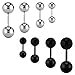 JEWELRIESHOP Assorted High Polished Stainless Steel Ball Barbell Helix Cartilage Tragus Ear Lobe Stud Earring (02. Steel Black)