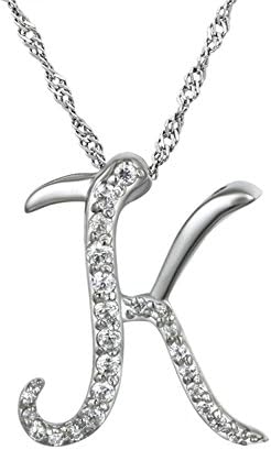 Diamante Initial Pendant Necklace Fashion Chain 25 1/2 Inches Long A-Z