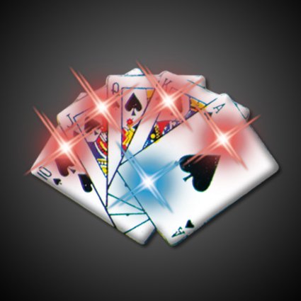 Light Up Royal Flush Poker Flashing Blinking LED Body Light Lapel Pins (5-Pack)