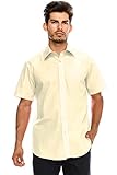 Men's Regular-Fit Solid Color Short Sleeve Dress Shirt, Ivory Shirts (4XL)