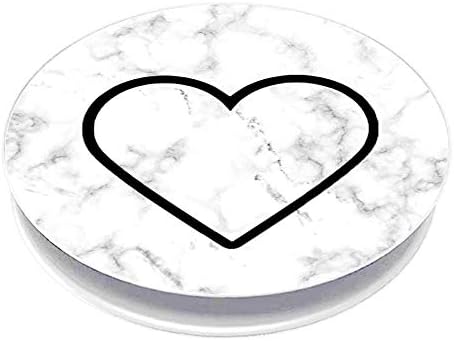 Wenyabai Phone holder Phone Bracket Grip and Stand for Smartphones and Tablets - white marble heart black