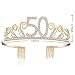 BABEYOND 50th Birthday Tiara and Sash 50th Cake Topper Happy Birthday Banner Satin 50 & Fabulous Sash 50th Birthday Party Supplies Rhinestone 50th Princess Crown (Set-2)