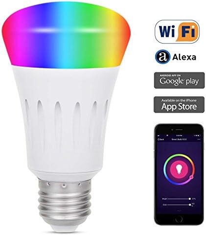 GuckZahl Alexa Smart LED Wifi Light Bulb Works with Amazon Alexa/Google Home Echo Blub E27 No Hub Required,Colour Changing, Dimmable,Timing Function, Scene Choices, APP Remote Control by Smartphone