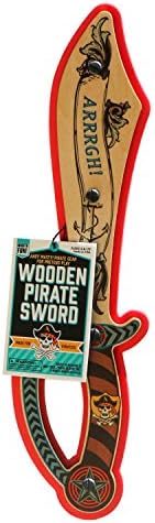 Pirate Sword from MIGHTY FUN - Wooden Toy Sword for Pretend Play or Costume (Red)