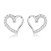 AoedeJ Open Heart Stud Earrings 925 Sterling Silver Earrings Inlay CZ Stone Girls and Women Earrings (Heart style 3)