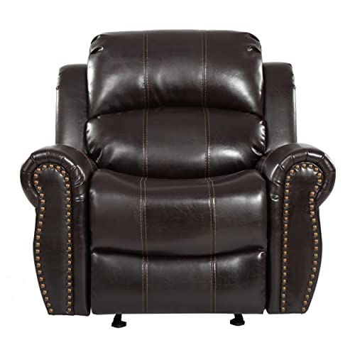 Christopher Knight Home Gavin Bonded Leather Gliding Recliner, Brown