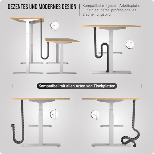Cable Management Desk, Flexible Cable Loop, Robust Cable Chain, Flexible Cable Duct for Ideal Desk, Cable Management and for Height-Adjustable Desks (Black)
