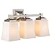 Linea di Liara Brighton 3 Light Bathroom Vanity Light Brushed Nickel Bathroom Light Fixtures Over Mirror Modern Vanity Lighting Fixture with Frosted Glass Shade, UL Listed