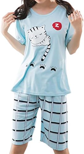 YUEXIN Big Girls Lovely Sleepy Cats Cartoon Loungewear Summer Pajamas Nightwear