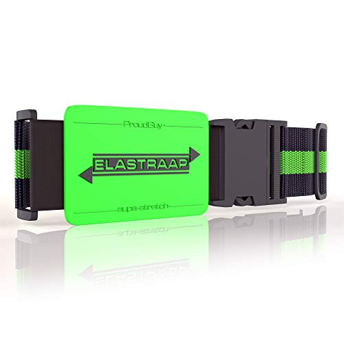 Luggage Straps, Adjustable Non-Slip Baggage Belts- Suitcase Bands For Travel Bag (1 Strap, Green Stripe 1pk)