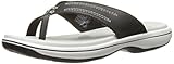Skechers Women's Bayshore Newport Flip Flop, Black/White, 8 M US