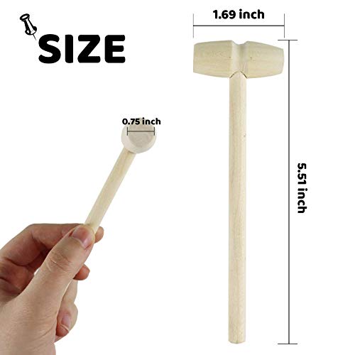 FADIKX 30Pcs Wooden Hammer for Breakable Heart Mini Wooden Hammers for Chocolate Toy Mallets for Kids, Crafts and Party Game Props