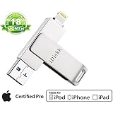 iPhone USB Flash Drive USB Flash Drive for iPhone Lightning Flash Memory iOS USB Fash Drive Lightning USB Flash Drive for iPhone iPad PC USB 3.0 External Storage Memory iDiskk (128GB, Silver)