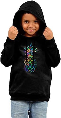 Watercolor Pineapple Kids Unisex Long Sleeve Pullover Hoodies Sweatshirt Black Size For Boys Girls