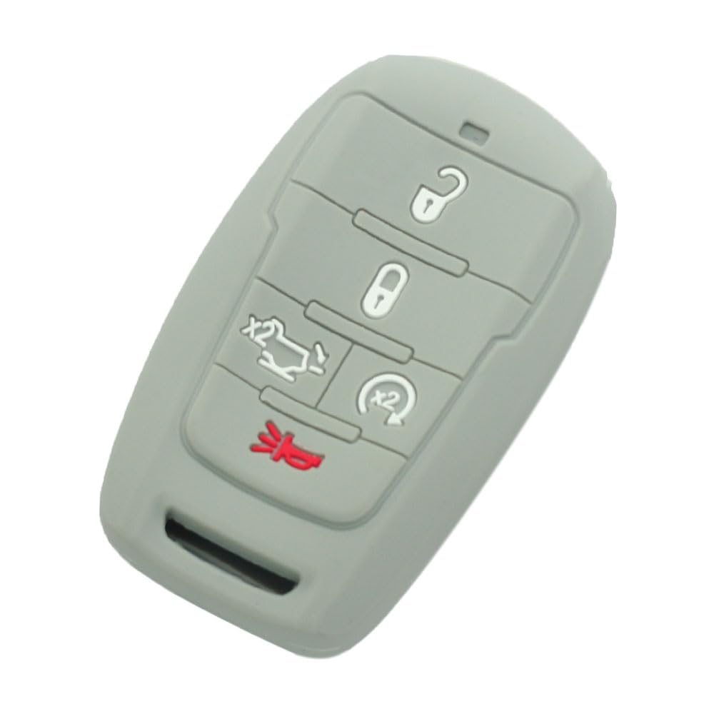 BROVACS Silicone Cover Protector Case Holder Skin Jacket Compatible with DODGE 5 Button Smart Remote Key Fob CV2754 Grey