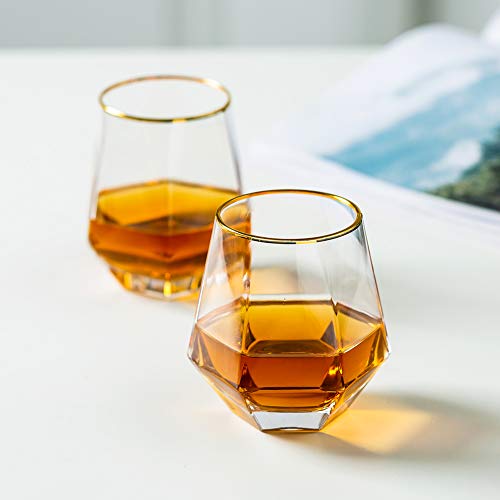 Diamond Whisky Glasses 6er-Set Gekipptes Scotchglas 300 Ml Whiskyglas Moderner Look Für Männer Frauen, Papa, Ehemann, Freunde, Glaswaren Für Bourbon/Rum/Bar Tumbler – Bild 2