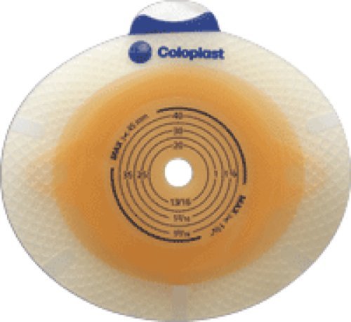 Coloplast SenSura Click Two-Piece Cut-to-fit Nonconvex Flat Standard Wear Skin Barrier with Flange and Belt Tabs 3/8" to 1-3/8" Stoma Opening, 1-9/16" Flange, Round, Small Coupling, Double Layer Adhesive, Audible Click-Lock Security Ring (Box of 5 Ea