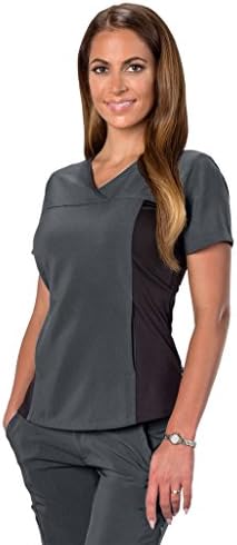 Clothing Women's Anti-Microbial Stretch Wrinkle & Stain Resistant Huntington Scrub Top Grey,Large,Cool Grey