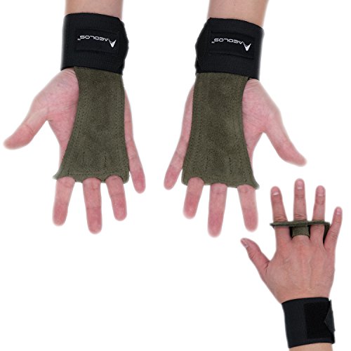 AEOLOS Leather Gymnastics Hand Grips with Wrist Wraps, Great for
