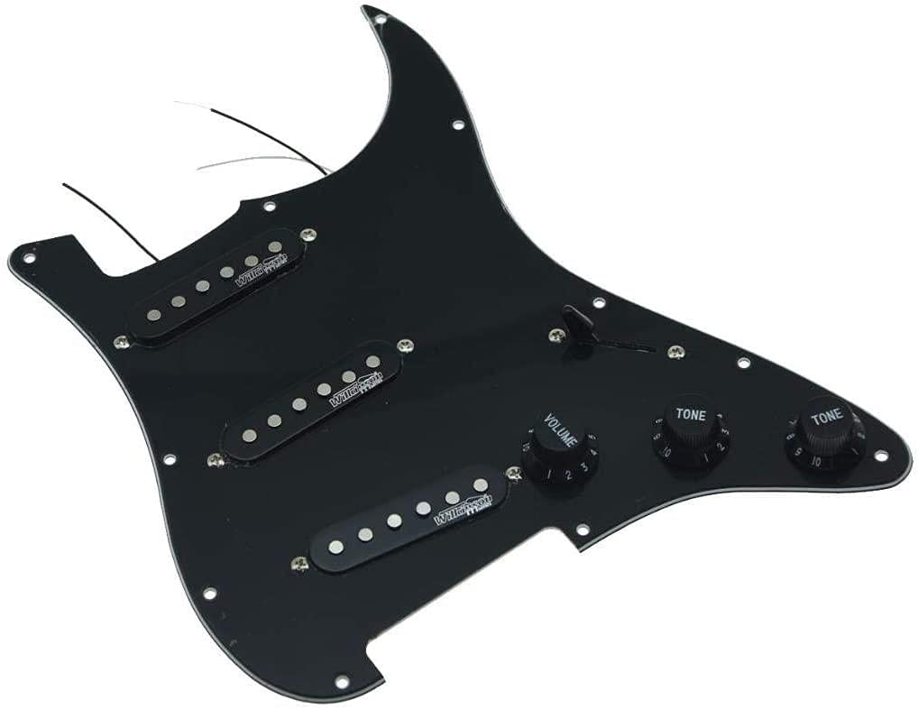 Dopro Loaded Guitar Pickguard with Wilkinson Pickups Prewired ST Pickguard for FD Strat Stratocaster Made In USA/Mexico Black 3Ply