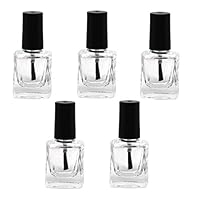 LASSUM 5 PCS 5ml Empty Nail Polish Glass Nail Polish Bottles With Cap and Soft Brush for Nail Art Sample