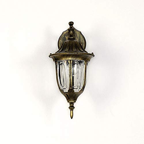 Licht-Erlebnisse Außenwandleuchte Aluminium Glas in Gold Antik IP44 Garten Terrasse H:35 cm E27 Laterne hängend Rustikale Außenlampe Wand Hof MILANO – Bild 4