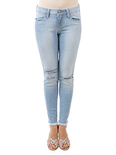 Knee Cut Fray Bottom Skinny Denim 