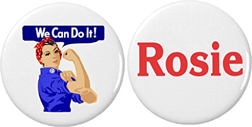 Set 2 We Can Do It! Rosie the Riveter 2.25â€ Large Pinback Buttons Pins