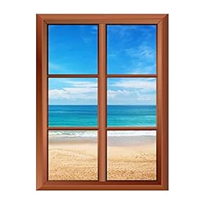 Wall26 Removable Wall Sticker/Wall Mural - Tropical Beach and Clear Waves - Creative Window View Vinyl Sticker - 24"x32"