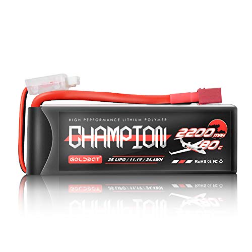 GOLDBAT Champ Rc Akku 3S Lipo Battery 11.1v 80c 2200 RC Lipo Battery Pack with T Deans-Plug for RC Quadcopter Drone…