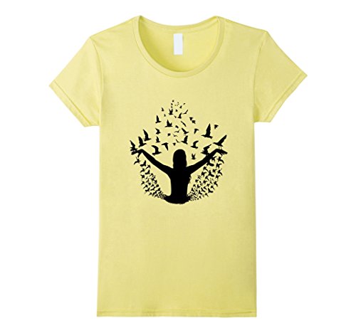 Womens fly away to freedom inspirational t-shirt medium lemon