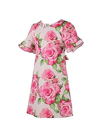 Emma Riley Girl's Fashion Rose Flowers Trompeta Mangas Vestidos para fiesta Boda Cumpleaños