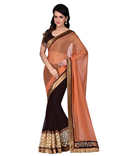 Shonaya coral georgette embroidered saree & unstitc…