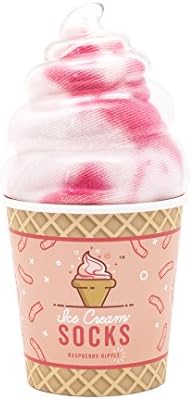 Novelty Ice Cream Socks - Women's Ankle Socks, Made from Soft Tie-Dye Cotton - Fun Socks for Women, Crazy Socks in Ice Cream Cone Package, Raspberry Ripple