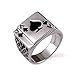 Mens Vintage Fashion Ring Black Gold Plated Enamel Spades Poker Ring