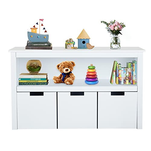 Kinsuite 3 Drawers Kids Toy Storage with 12 Hidden Wheels