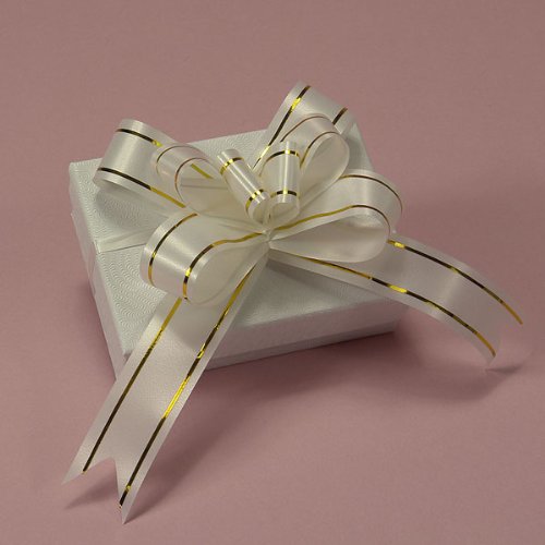 White Butterfly Bow With Gold Stripe, 3