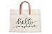 Canvas Beach & Pool Tote - Resort Style Bag (Natural- Hello Sunshine)
