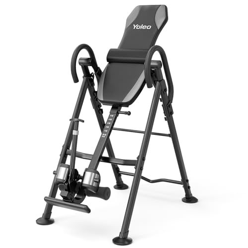 YOLEO Verstellbarer Inversionsbank Faltbarer Schwerkraftrainer Für Die Therapie Zur Linderung Von Rücken/Nackenschmerzen 300 lbs (Silber)